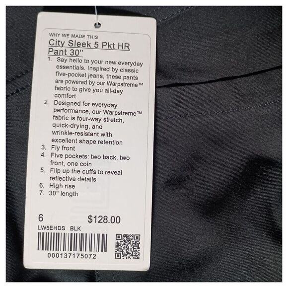 Lululemon Pants 6 Womens Black City Sleek 5 Pocket Ankle Walking Polyester Slim - Picture 4 of 7